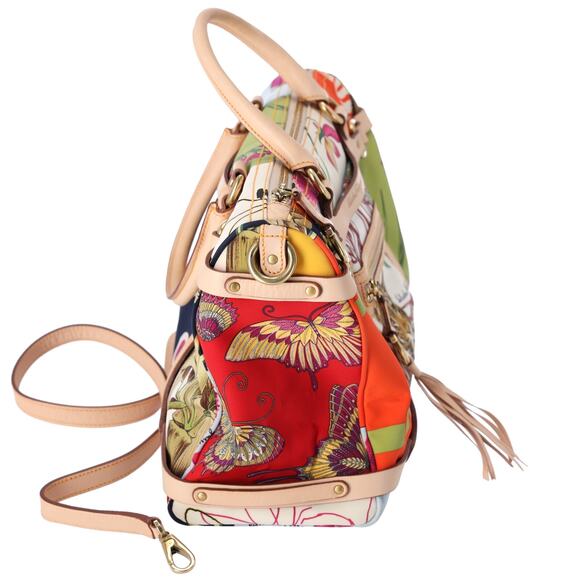 Salvatore Ferragamo Gancini Handbag Cream Beige Multi Nylon Leather - Picture 7 of 7